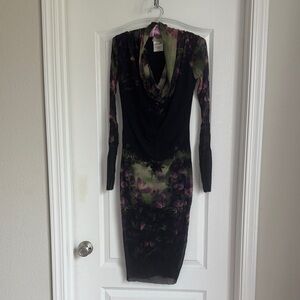 Chic Black and Purple Long Sleeve Dress